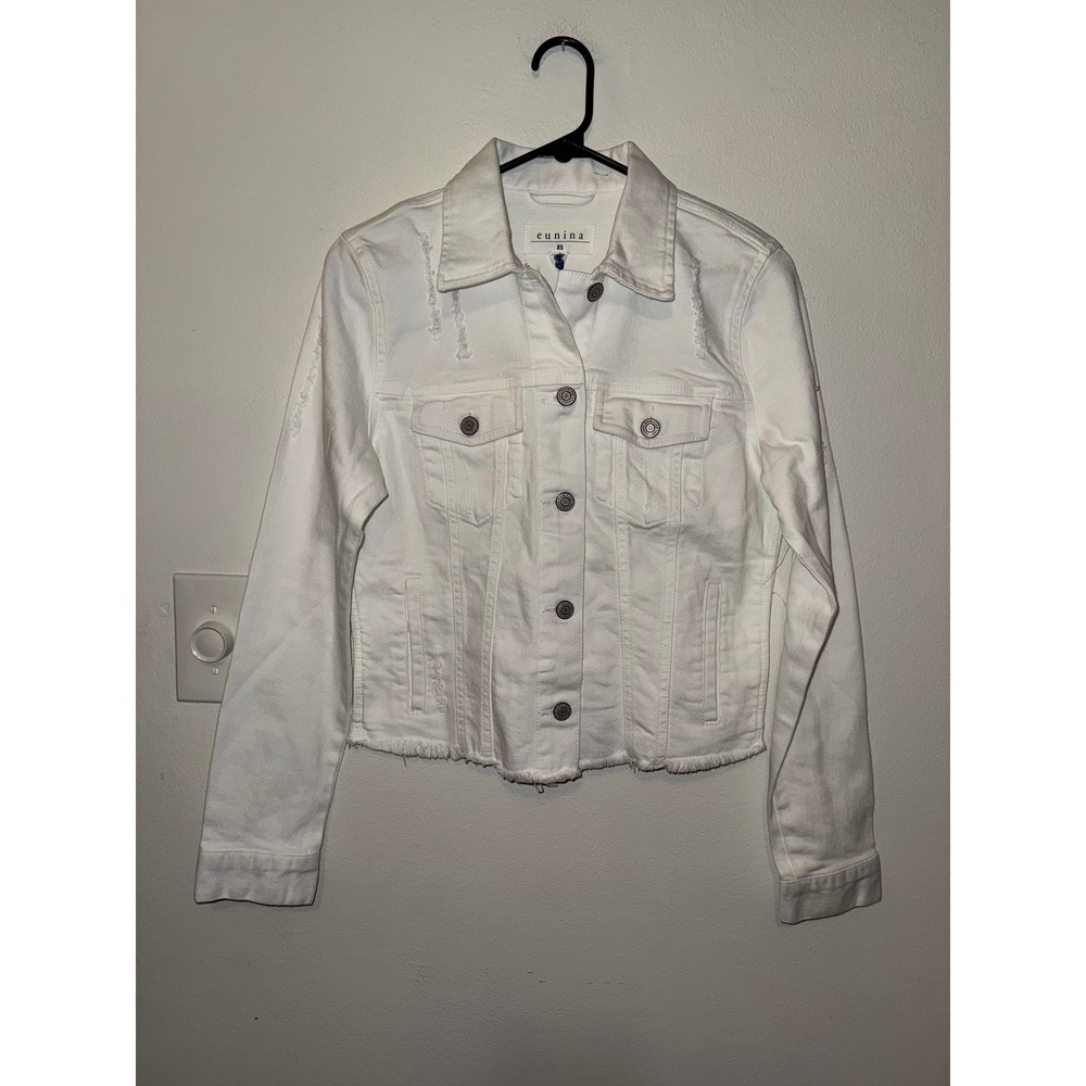 Eunina Abby White Lily Denim Jacket NWT Size XS